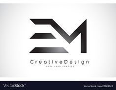 letter em logo design with black and white color