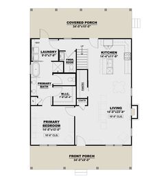 the floor plan for a two story house with an attached kitchen and living room area