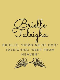 an image with the words brielle falieigha written in black on a yellow background