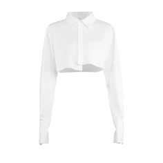 Achieve an effortlessly sophisticated look with this white crop shirt from our collection. Featuring a long sleeve lapel neck and front pocket, it's finished with an asymmetrical hem for an air of modernity. Crafted with luxurious fabrics, it will elevate any outfit, adding a touch of elegance. Material:90% Polyester, 10% Spandex White Cropped Shirt For Fall, Chic Collared Cropped Shirt For Work, Chic Cropped Office Shirt, Elegant White Button-up Cropped Shirt, Chic Cropped Shirt For Fall, Chic Collared Cropped Shirt For Office, Chic Cropped Shirt With Collar For Work, Trendy White Collared Cropped Shirt, Trendy White Long Sleeve Cropped Shirt