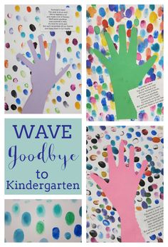 four different handprints with the words wave goodbye to children