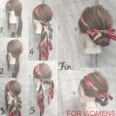 Shawl Hairstyle, Scarf Bun, Tie Scarf, Formal Hairstyles, Half Up, Scarfs, Bun Hairstyles, Scarf Shawl, Bob Hairstyles