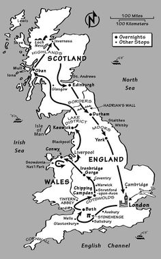 a map of the british isles showing major cities, roads and towns in black and white