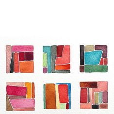 four different colored squares on white paper