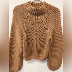 Petal + Pup Cottonmock Turtleneck Sweater Nwt! Womens 6 Tan Pullover Cropped Full Sleeve Very On-Trend! Honeycomb Crochet Sweater, Mock Turtleneck, Cropped Sweater, Full Sleeve, Turtleneck Sweater, Sweater Sizes, Turtle Neck, Size 6, Women Shopping