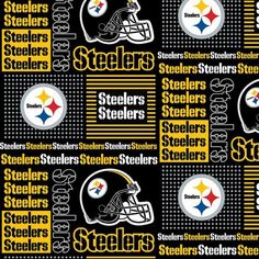 the pittsburgh football team is depicted on this black and yellow background with white, gray, and yellow letters