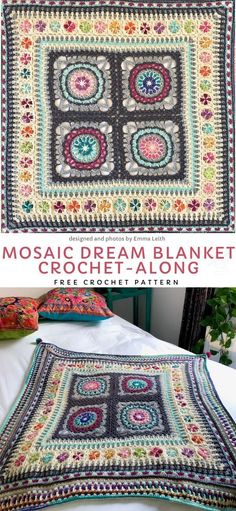 a crocheted afghan is shown with the text mosaid ananket croche