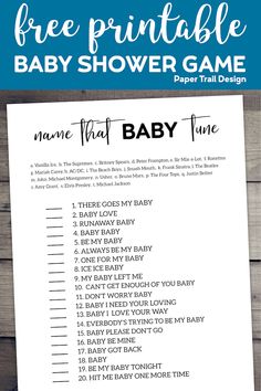 the free printable baby shower game is shown