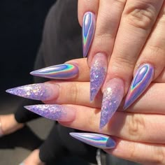 Stiletto Nail Art, Ombre Nail, Ombre Nails Glitter, Lavender Nails, Stiletto Nails Designs, Her Nails, Ombre Nail Designs, Nail Art Ombre, Nail Swag