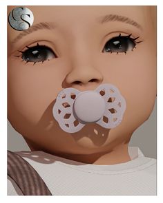 an animated image of a baby with a pacifier in its mouth and nose ring