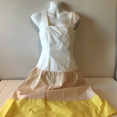 Sundress Size 6 Drop Waist Side Zip. Ivory, Khaki, And Yellow. Gathered Lower Skirt. Square Neckline. Pit To Pit = 16.5” Waist = 15.5”. Length = 43”. Drop Low Hip - 17.5”. Cotton And Elastane. Stretch. Lined. See Photos. Original Tag$149. Inv5461 Summer Cream Fit And Flare Dress, Summer Fit And Flare Cream Dress, Yellow Fitted Lined Midi Dress, Yellow Lined Fitted Midi Dress, Yellow Fitted Midi Dress, Lined, Yellow Fitted Midi Dress With Lining, Yellow Lined Midi Dress, Chic Yellow Lined Midi Dress, Yellow Cotton A-line Midi Dress