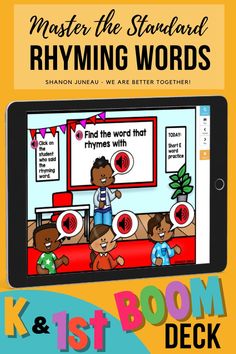 an ipad with the text master the standard rhyming words