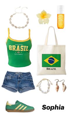 Aesthetic trendy beach Brazil top outfit Stage Outfits, Types Of Fashion Styles, First Day Of School, Y2k Fashion, Outfits Ideas, Hello Kitty