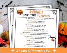 two pages of printable halloween poem with pumpkins and jack - o'- lanterns