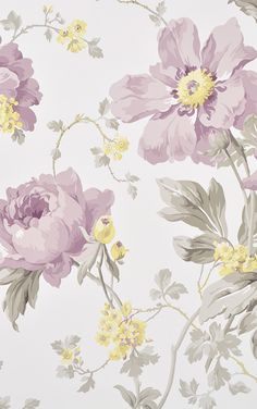 a floral wallpaper with pink and yellow flowers