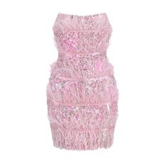 A special occasion calls for a special look. This Strapless Feathers & Sequins Mini Party Dress is the perfect choice for a fashionable night out. Crafted in pink and featuring an intricate blend of feathers and sequins, this dress sparkles with style. Occasion: Party/Club/Evening/Cocktail/Wedding Material: Polyester, Spandex Fit Type: Slim Fit Elasticity: Slight Stretch Dresses Length: Above Knee, Mini Decoration: Feathers Closure Type: zipper Pink Strapless Dress For Evening, Feminine Fitted Evening Dress For Party, Pink Strapless Mini Dress For Evening, Pink Strapless Dress For Gala, Pink Strapless Spring Evening Dress, Pink Strapless Evening Dress For Spring, Chic Pink Strapless Evening Dress, Chic Pink Strapless Dress For Evening, Elegant Strapless Pink Mini Dress