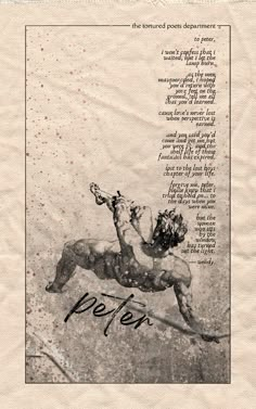 a drawing of a man laying on his back with the words peter written below it