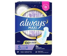 Rest easy with up to 100% leak-free comfort from the Always* Maxi overnight pads. The pads feature advanced 3X Protection System togive you a worry-free night’s sleep, while RapidDRY works to wick away gushes in seconds. Plus, the pads’ LeakGUARD core locks in leaks for long-lasting protection, while SecurelyFITS helps the pad stay in place throughout the night. Always Maxi Overnight Size 5 Pads Unscented with Wings feature a 2x larger back**, so you’re protected no matter how you sleep. Sleep t Always Maxi Pads, Always Pads, Maxi Pads, Maxi Pad, 15 % Off, Sleep Tight, Describe Yourself, Financial Advice, Social Responsibility