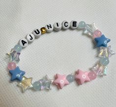 Seventeen Aju nice bracelet Svt Bracelets Ideas, Neji Hyuuga Inspired Bracelets, Cheap Kpop Style Round Bead Bracelets, Seventeen Freebies Ideas, Nayeon Bracelet, Kpop Kandi Bracelets, Seventeen Crafts, Seventeen Inspired Bracelets, Casual Customized Pink Name Bracelet