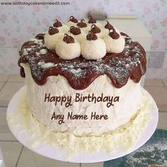 a birthday cake with chocolate and marshmallows on top