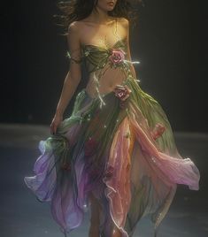 "Asymmetrical Petal Butterfly🦋 Ombré Aura silk🌿💖" Met Gala Outfits, Fairy Outfit, Ethereal Dress, Runway Fashion Couture, Fashion Vogue, Fairy Dresses, Fairy Fashion, Fairytale Dress, Gala Dresses