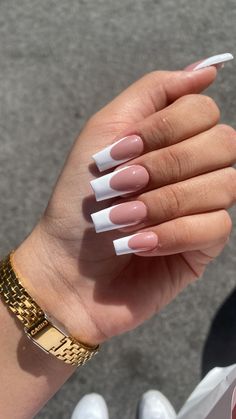 Plain White French Tip Nails Acrylic, Basic French Tip Nails Square, Nails Long Square Acrylics, Plain White French Tip Nails, White Acrylic Nails French Tips, Cute Long Acrylic Nails Coffin, Nails Acrylic White French Tip, White French Acrylics, Long Square Nails French Tip