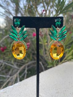 Be a pineapple stand tall wear a crown and be sweet on the inside  With these fun fashion pineapple rhinestone earrings! Be A Pineapple, Pineapple Jewelry, Dance Earrings, Pageant Earrings, Pineapple Earrings, Fun Ornaments, Prom Earrings, Fruit Earrings, Retro Earring