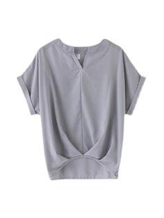 Sku CY-!162798 Material Linen , Cotton Fabric Style Loose , Plus Size , Batwing Sleeves Feature Pleated , Split-joint , Solid Color Neckline V-neck , Round-neck Occasion Casual , Office , Urban , Simple Seasons Spring , Summer , Autumn Type Blousesshirts Tops Color GRAY,GREEN,NAVY BLUE,LIGHT BLUE Size M,L,XL,2XL,3XL Please consult the size chart we provide for this item's measurements to help you decide which size to buy.Please note: There may be 1-3cm differ due to manual measurement. CMINCH Bu Summer V-neck Gray Blouse, Casual Gray V-neck Blouse, Summer Gray V-neck Blouse, Gray Summer Workwear Blouse, Gray Short Sleeve Blouse For Work, Gray Crew Neck Top For Work, Gray V-neck Blouse For Workwear, Gray Short Sleeve Top For Work, Gray V-neck Blouse For Work