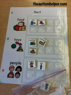 an activity sheet with pictures and words to help children learn the word sort in their own language