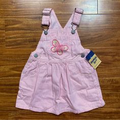 Nwt. Oshkosh B’gosh Pink Railroad Print Overall. Embroidered Butterfly On Front Pocket. 3 Front Pockets. Size 24 Months Strawberry Shortcake Overalls, Baby Thrift Clothes, Early 2000s Baby Clothes, Y2k Baby Clothes, 2000s Baby Clothes, Thrifted Baby Clothes, 90s Baby Clothes, Pink Baby Clothes