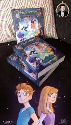 two children's books sitting next to each other on top of a black surface