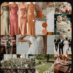 a collage of wedding photos with different colors