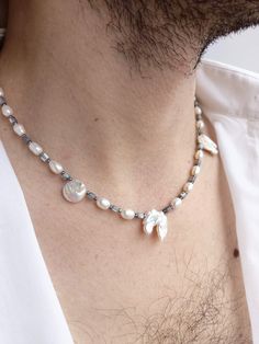 Mens real pearl necklace,Y2k gray mother of pearl choker,Gemstone beaded necklace,Boyfriend gift ideas,Pearl & mother of pearl necklace men by JewelryByElis on Etsy Mens Pearl Necklace, Y2k Choker, Pearl Necklace Real, Pearl Necklace Men, Necklace Boyfriend, Gray Pearl Necklace, Boyfriend Gift Ideas, Men Necklaces, Necklace Y2k