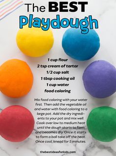 the best playdough recipe for kids to make with colored playdough dough