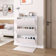 Amazon.com: LUCYPAL 3 Flip Drawers Shoe Storage Cabinet, Shoe Cabinet for Entryway,Freestanding Shoe Organizer for Hallway, Bedroom, Apartment, White : Home & Kitchen Hallway Bedroom, Shoe Storage Cabinet, White Home, Shoe Organizer, Shoe Cabinet, Shoe Storage, Bedroom Apartment, Home Kitchen, Storage Cabinet