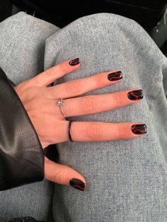 Paznokcie Hello Kitty, Black Gel Nails, Mens Nails, Punk Nails, Nagel Tips, October Nails, Edgy Nails, Goth Nails, Grunge Nails