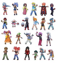 an image of cartoon characters from the video game mega man and mega man, all in different