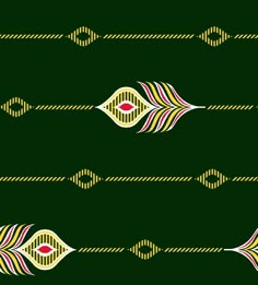 a green background with yellow and red lines