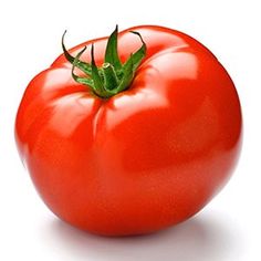 a close up of a tomato on a white background