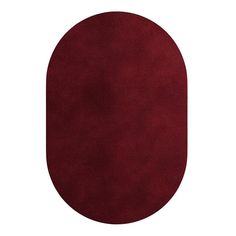 an oval shaped rug in red on a white background