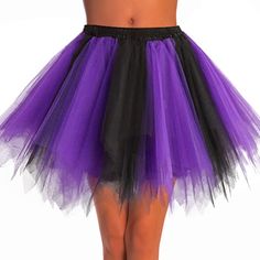 PRICES MAY VARY. Tutu skirts for women with a comfortable elastic crochet waistband are made of 5 layered soft polyester tulle for a a layered look or a single row. Fluffy tutu skirt looks full and can show a swollen and flowing beauty Women's petticoat length 20.5 inches, elastic waistband stretches from 29.5 relaxed to 47.2 inches fully stretched. Bubble skirt with lightweight, durably and stretchy fits most adult women and men Dance skirt available in 5 colors, black red, black orange, black Tutu Skirts For Women, Elastic Crochet, Crochet Waistband, Purple Clothing, Tutu Skirt Women, Dance Skirts, Classic Halloween Costumes, Tutu Skirts, Running Skirts