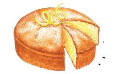 a drawing of a cake with orange slices on it