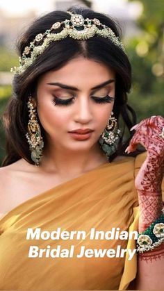 Makeup Indian Wedding, Indian Wedding Hair, Bridal Hairstyle Indian Wedding, Indian Bridal Jewelry, Bridal Jewellery Inspiration, Engagement Hairstyles, Indian Bridal Photos, Indian Bridal Jewellery, Indian Bride Outfits