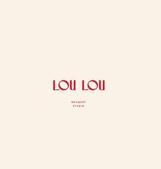 the words lou lou are written in red on a white background