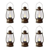 six old fashioned lanterns with one light on each side