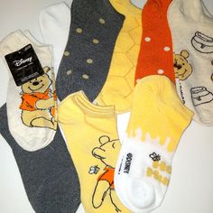 These Are A Set Of 9 Variety Of Color And Design Socks. Disney Whinni The Poo. Size 4-10 New Disney Christmas Socks, Disney Slippers Size 8, Disney Slipper Socks, Disney Socks, Disney Accessories, Orange Yellow, Hosiery, Color Orange, Size 4