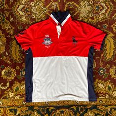 Red White And Blue Polo Sport Ralph Lauren Shirt (Nwot) Red Fitted Short Sleeve Polo Shirt, Fitted Red Polo Shirt With Polo Collar, Red Fitted Polo Shirt, Fitted Red Polo Shirt, Red Fitted Polo Collar T-shirt, Sporty Red Collared Polo Shirt, Red Collared Sporty Shirt, Red Sporty Polo Collar Top, Sporty Red Polo Collar Top