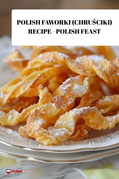 some fried food is on a plate with the words polish favort cheese recipe polish feast