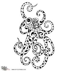 an octopus tattoo design in black and white