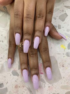 Simple Nail Colors Spring, Lilac Color Nails Acrylic, Lavender Powder Nails, Coffin Light Purple Nails, Lilac Nails Dip Powder, Clear Lavender Nails, Pale Purple Nails Acrylic, Lavender Nails By Skin Tone Range, Lavender Squoval Nails